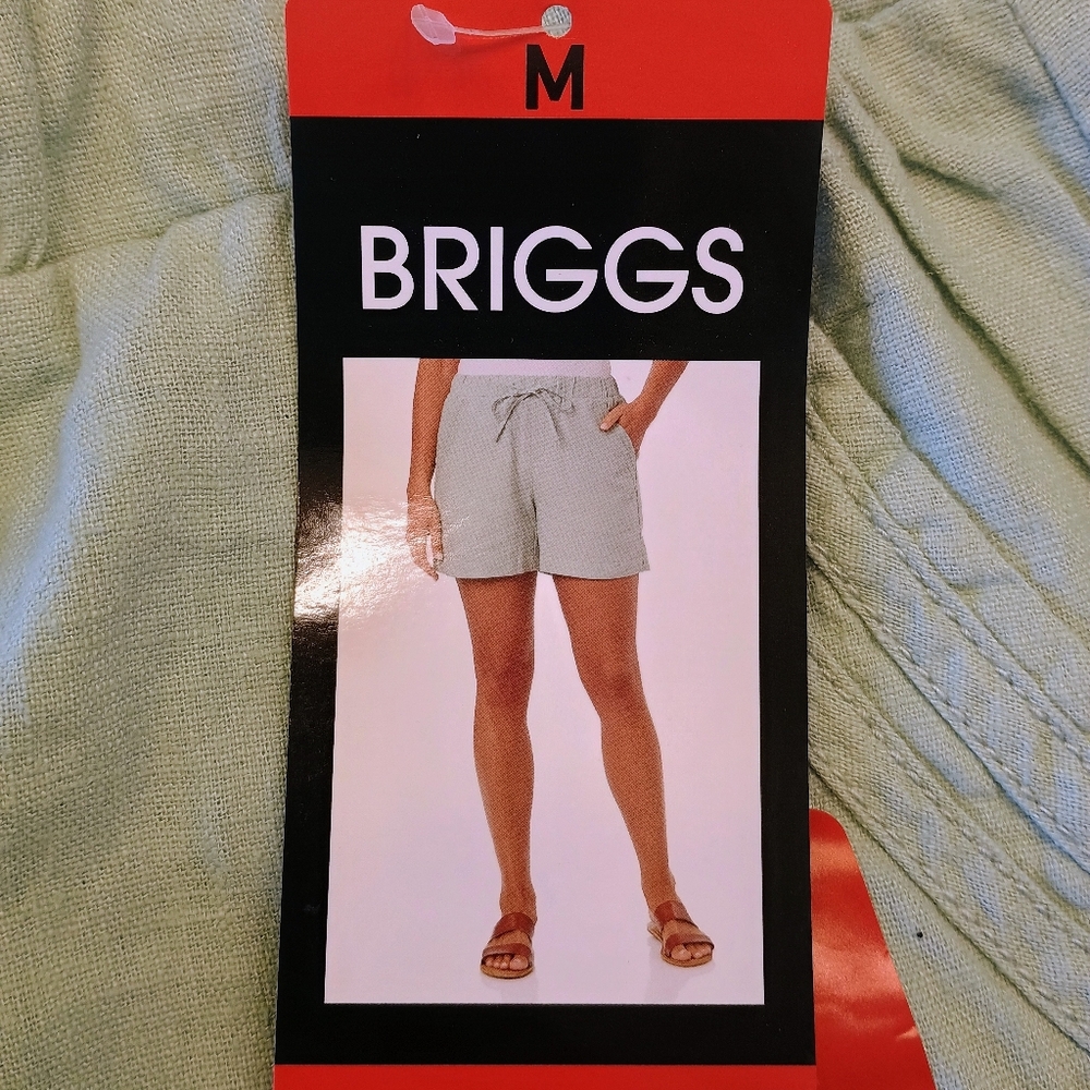 New With Tags Briggs Green Linen Blend Pull On Shorts Size Medium - Picture 6 of 12